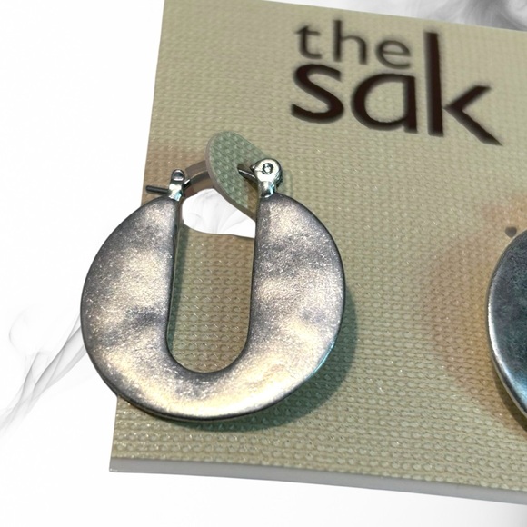 The Sak Silver Earrings Cut Out Hoops Dangle Pierced NWT - Picture 2 of 5